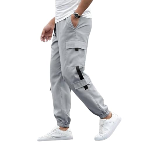 Image of Men's Lycra Blend Track Pants - Stretchable, Comfortable, Lightweight Joggers for Running, Gym, Casual Wear, Elastic Waistband, Full-Length Activewear Pants