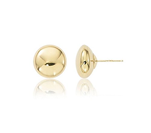 14K Yellow Gold Flat Button Ball Earring from 3mm to 10mm