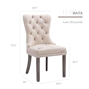 Velvet Dining Chairs Set of 6, Tufted Dining Room Chairs with Nailhead Ring Pull Trim, Upholstered Dining Chairs with Solid Wood Legs for Kitchen Dining Room (Beige) Velvet Dining Chairs Set of 6 Tufted Dining Room Chairs with Nailhead Ring Pull Trim Upholstered Dining Chairs with Solid Wood Legs for Kitchen Dining Room Beige