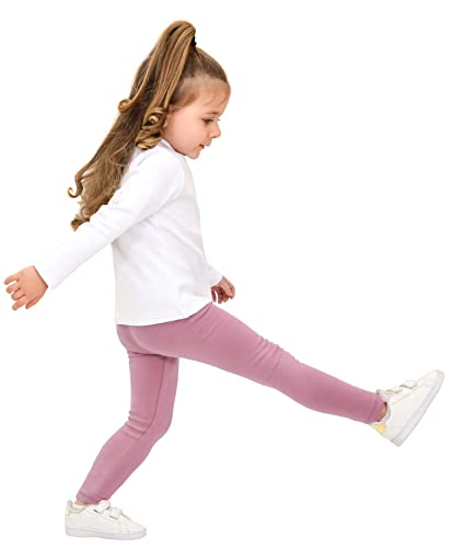 Image of Lilax Girls' Basic Long Sleeve Mock Turtleneck Cotton T-Shirt