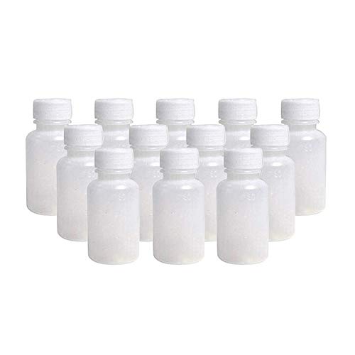12PCS 30ML 1OZ White Empty Plastic Bottles with Screw Cap and Scale Solution Reagent Powder Tablet Storage Holder Sealed Jar Refillable Durable Container Pot for Laboratory Home Use