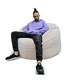 Bananair - Sitzsack, riesig, 100 cm, Cordsamt, äußerst bequem, gefüllt mit zerkleinertem Schaumstoff, Sessel, Sofa, Stuhl (Beige)