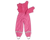 Playshoes Regenanzug für Kinder, Regen-Overall mit Fleece Latz, Wassersäule: 5000 mm, Rosa (18 Rosa ), 80