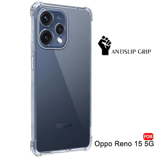 Image of TheGiftKart Crystal Clear Back Cover Case for Oppo Reno 15 5G | Shockproof Soft TPU Case | Cushioned Edges for Ultimate Protection Back Cover Case for Oppo Reno 15 5G (TPU, Transparent)