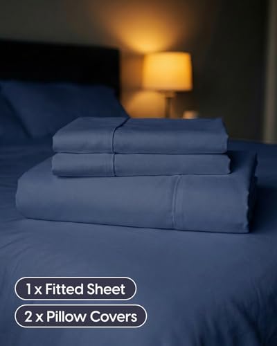 Image of Sleepy Town King Size Bed Sheets - 3 Piece - NO Flat Sheet Included - King Sheet Set - Soft, Comfy & Cooling - Easy Care - Wrinkle & Fade Free - Brushed Microfiber - Deep Pocket Sheets (Navy Blue)