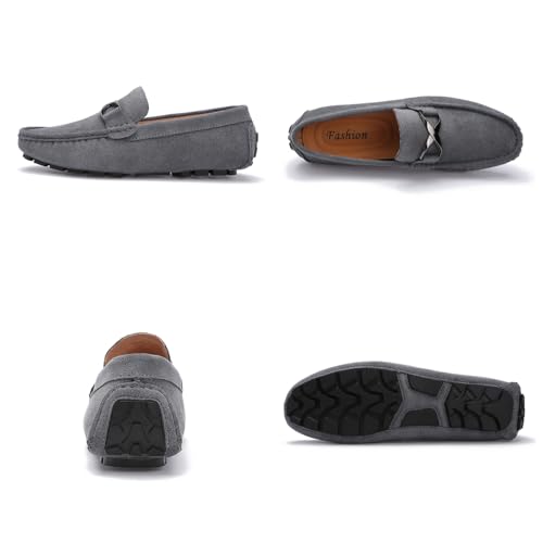 Men's Suede Slip-On Penny Loafers Driving Moccasins Breathable Comfortable Casual Boat Shoes Lightweight Non-Slip Flats for Office Wear Park Walking Travel Daily Outings Party3