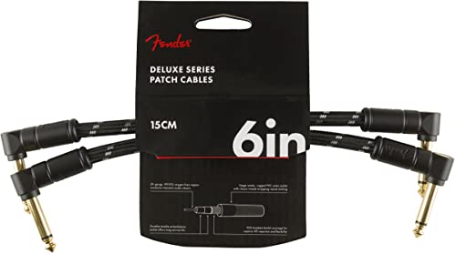 Fender 990820087 Deluxe Serie Patch Cable - 6 inch ANG/ANG - Pack of 2 - Black Tweed