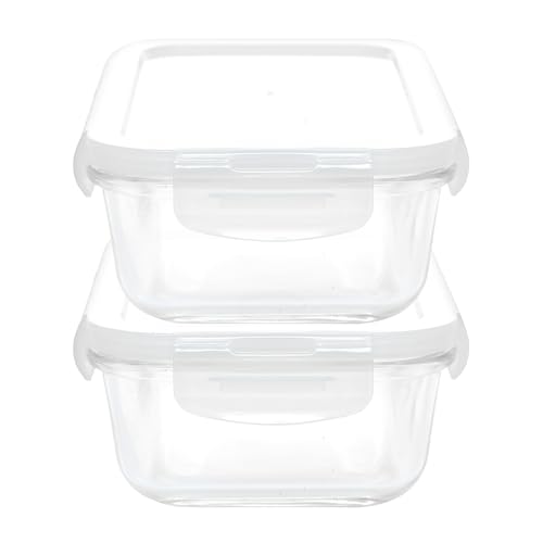Image of Cutting EDGE 640ml Rectangular Borosilicate Glass Food Container (Set of 2) | Lunch box, leftovers storage, lunch packing, freezer use, kitchen organization, transparent container, for food preparation