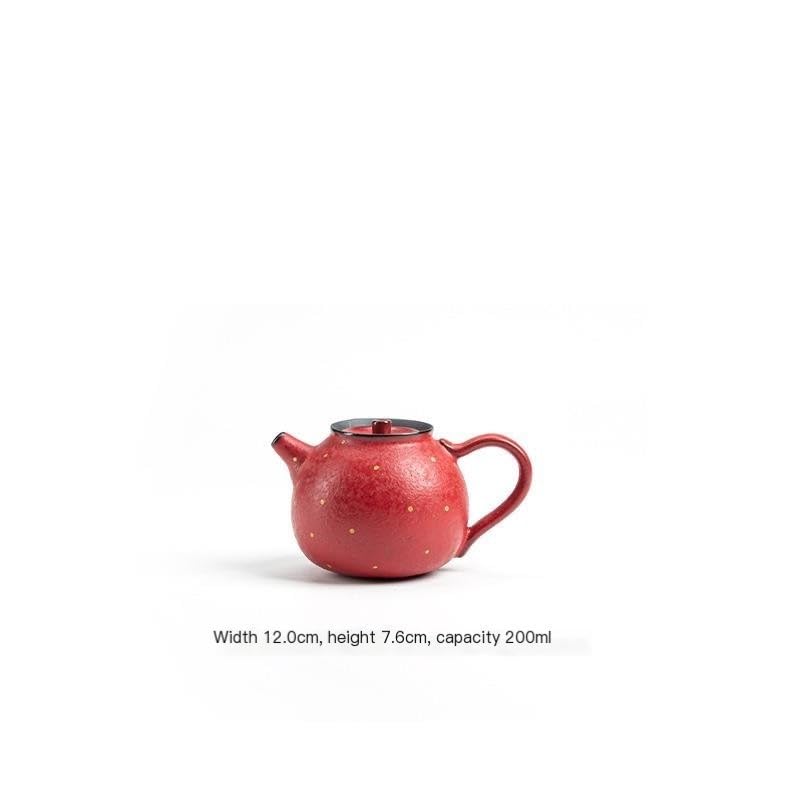 Teiera Smaltata Rossa Teiera Cinese Fatta a Mano Piccola teiera Set da tè Kung Fu Teiera Teiera per infusore (A)