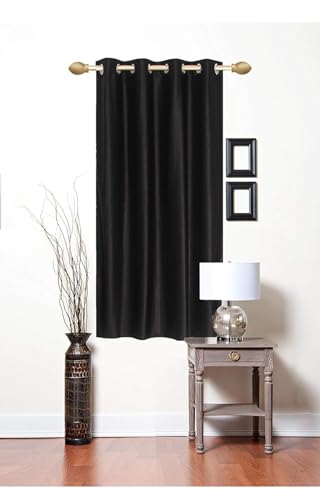 Image of Woah Modern Solid Long Crush Curtain Window CCurtain Polyester Weaved Parda Modern Parde for Living Room Bedroom Home Office Screens Eyelet Ring Black 5Feet