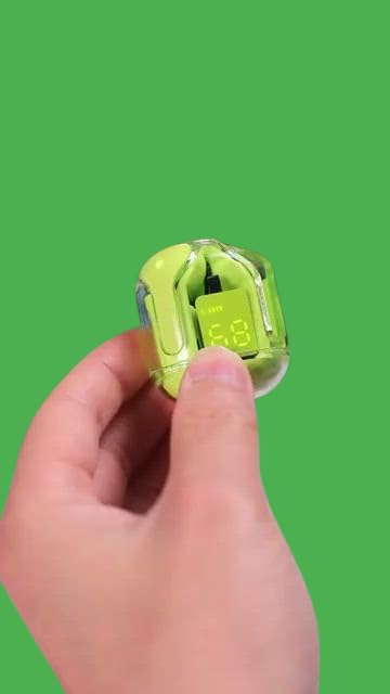 Image of Bluetooth Wireless Earbuds with LED Digital Display - in-Ear Headphones with Battery Indicator, Available in Black, Green & Pink