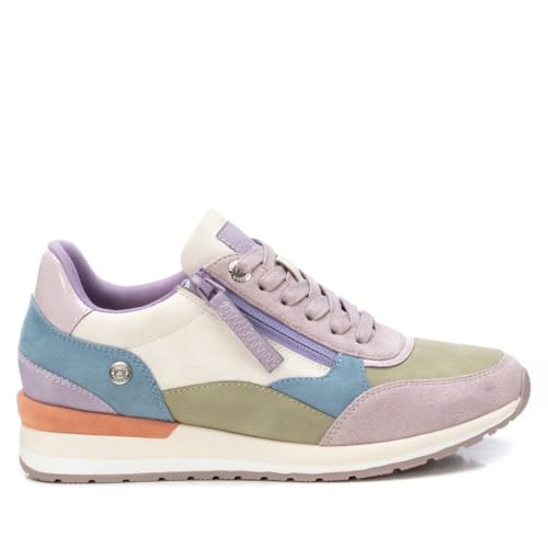 Refresh Para Mujer. 17263002-LILA Zapatillas De Piel 172630 Multicolor (41), Plano, Cordones, Cremallera, Casual