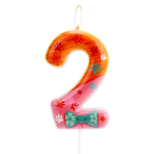 SAVITA Bougie Anniversaire Renard, Adorable Dessin Animé Bougie Numérotée Décoration de Gâteau sur le Thème des Animaux pour Fêtes d'Anniversaire Baby Showers Célébrations (Numéro 2)