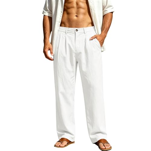 Pantalon en lin homme coupe droite une élégance naturelle unie