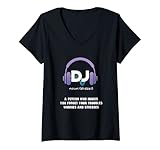 Photo Gallery donna dj deejay definizione musica bass party cuffie rock sound maglietta con collo a v Photo Gallery donna dj deejay definizione musica bass party cuffie rock sound maglietta con collo a v