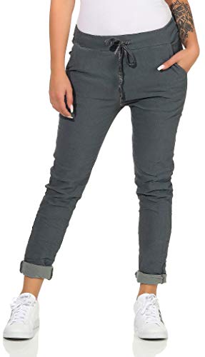CLEO STYLE Damen Jogginghose im Vintage Look Sweatpants für Freizeit Sport und Fitness 88 (Grau)