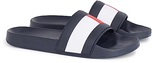 Tommy Hilfiger Herren Badeschuhe Rubber TH Flag Pool Slide Badelatschen, Blau (Desert Sky), 40 EU