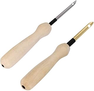 MILISTEN 2pcs Wooden Handle Embroidery Pens Sewing Embroidery Punch Needle Weaving Tools for DIY Craft Stitching Applique Embellishment