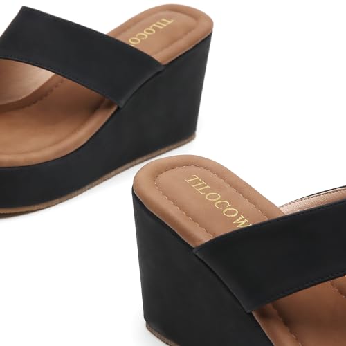 Tilocow Wedge Bunion Sandals for Women Platform Slipper High Heel Wedge Flip-Flop Light Weight Ladies Shoes4