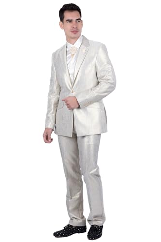 Barabas Men's Shiny Geometric Slim Fit Pattern Notch Lapel Suit 5SU42