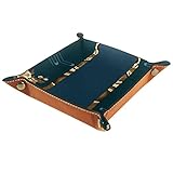 VBFOFBV Valet Tablett, PU-Leder Catchall, Tablett-Organizer, Aufbewahrungsbox für Uhren, Schmuck, Münzen, Schlüssel,Japanische Cloud Navy Blue Cherry Blossom