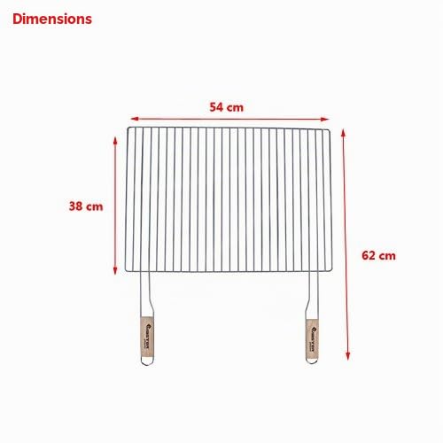 Grille de cuisson 54x38 cm avec 2 poignées en bois en acier chromé, pièce de rechange pour barbecue