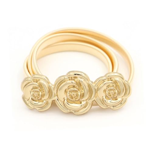 ZAHSY Cinturones ajustados de metal para mujer, vestidos, pantalones, jeans, cinturón elástico de cadena dorada, cinturón elástico vintage elegante para mujer, Flor, suitable for waist size 29 to 35