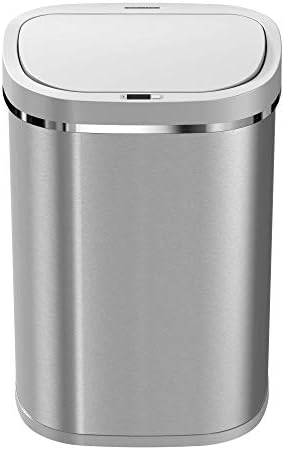 Large 80L Heavy Duty Kitchen Sensor automatic food waste bin thats touchless & pedal less trash can. Premium quality Stainless silver Steel Electric rubbish dustbin