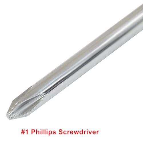 Image of 10 Inch Long #1 Phillips & 5mm Slotted Screwdriver 2-Piece Set, Magnetic Tip Flat Blade Cross-head Screwdrivers (Red, Green)