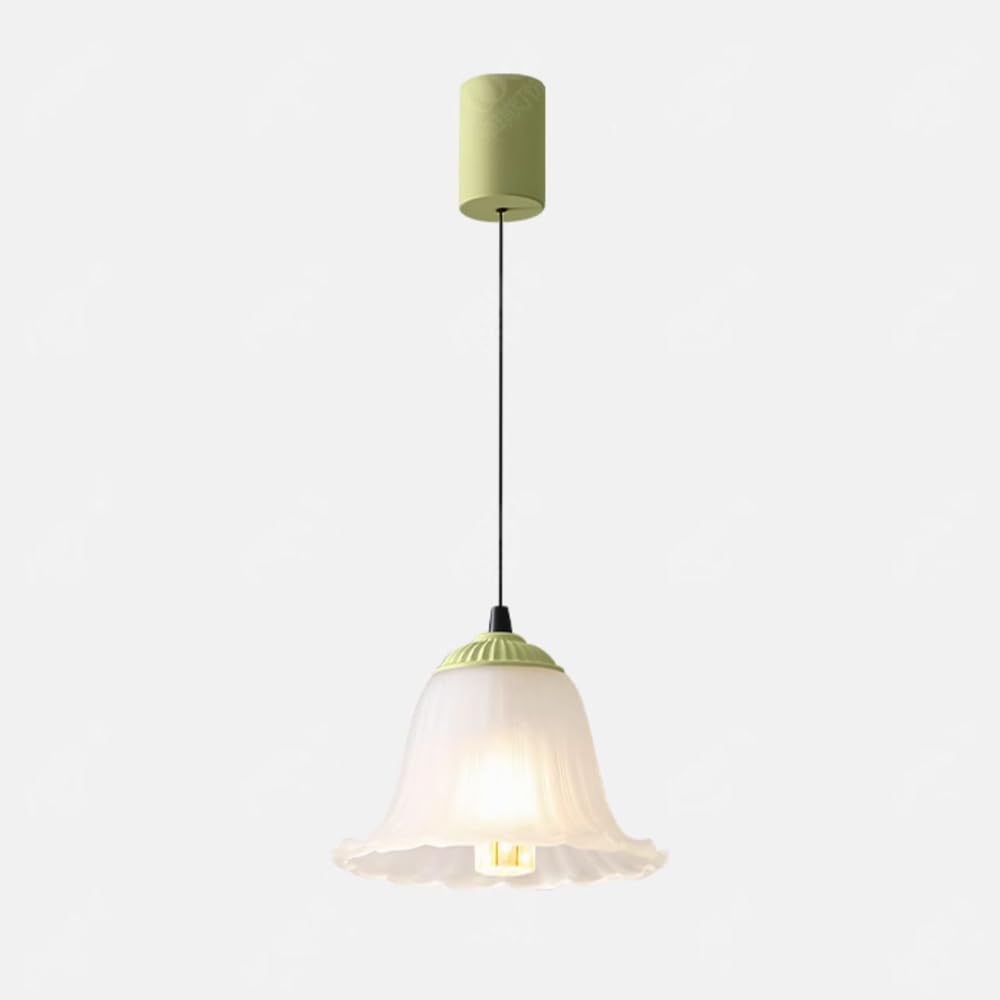 Plafonnier suspendu d'exception en verre strié vert style français moderne