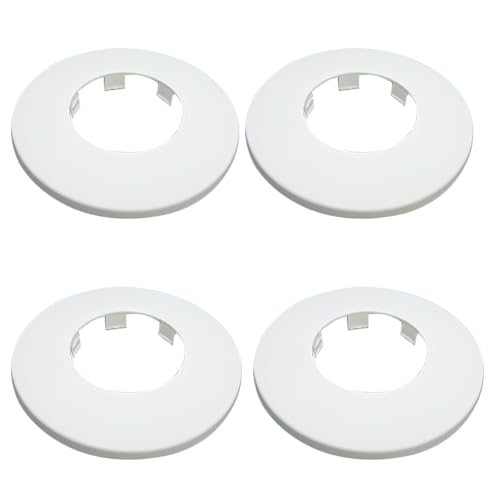 CAcoverVA 4 Pieces Wall Split Flange for 1.97\"/50mm Dia Pipe, ABS Round Escutcheon Plate, Toilet Water Line Cover Plate Plumbing Cover Plates, Pipe Covers for Bathroom Kitchen, Buckle Design, White