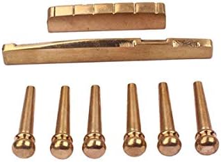 6Pieces Golden Brass Bridge Pins with Guitar Bridge Saddle Nut Set suit for Acoustic Guitar