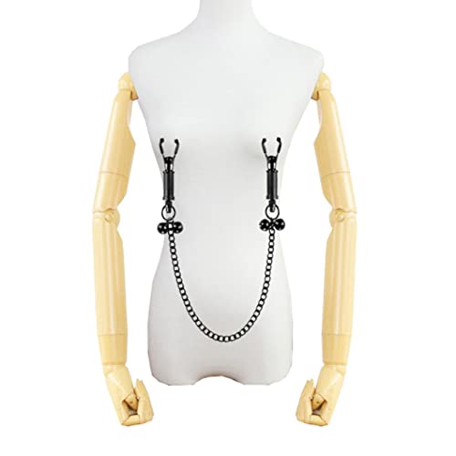 Nipple Clamps With Chain, Adjustable Weight Metal Nipple Clamps For Men Women, Non-Piercing Metal Stimulator Nipple Clips (Black) #TOP4