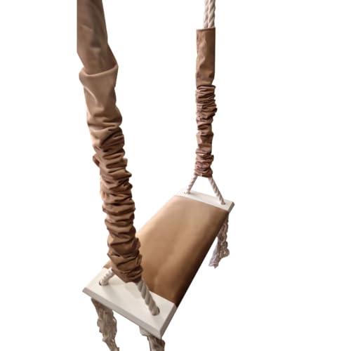 Asiento de columpio para niños, para colgar en interiores, silla tapizada de madera, tapizado con ondas, para niños pequeños, para sala de juegos, color beige