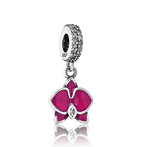MariaFonte Charm New 2025 Compatibile Tutte Marche Bracciali Collane Orchidea Rosa Portafortuna Argento 925 Compleanno Anniversario Ciondoli Originale Amicizia Mamma Bead Cuore Perline Natale