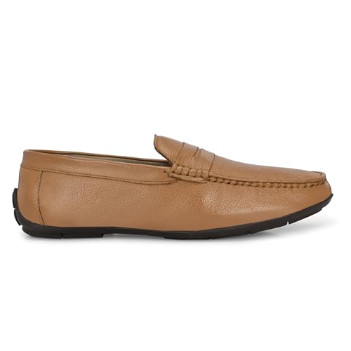 Image of Octa marc Men's Genuine Leather Loafer Shoes | Natural Rubber Sole with Soft Cushioned Insole | Classic Slip-On Design for Office, Party, Formal & Casual Wear
