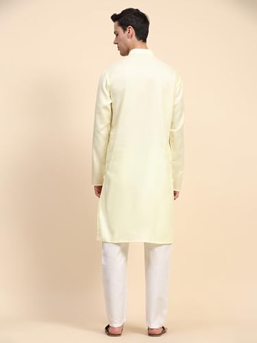 SKAVIJ Men's Cotton Henley Kurta Set Mandarin Collar Regular Fit Long Sleeves Ethnic Dress2