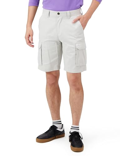 Amazon Essentials Men's Classic Fit 10"(25cm) Cargo Work Shorts with Pockets(Available in Big & Tall), Grey, 29W