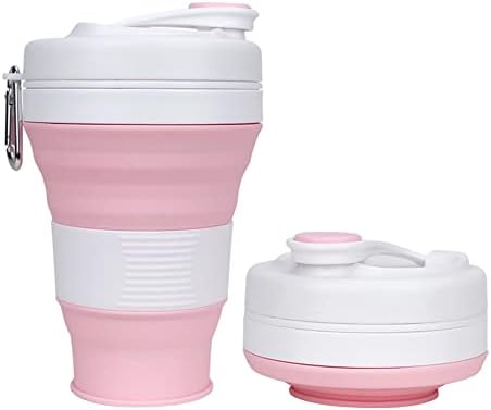 UNNESTAR Collapsible Camping Cup with Straw Silicone Folding Coffee Cup Sport Bottle Portable Travel Outdoor Car 600ml 20oz