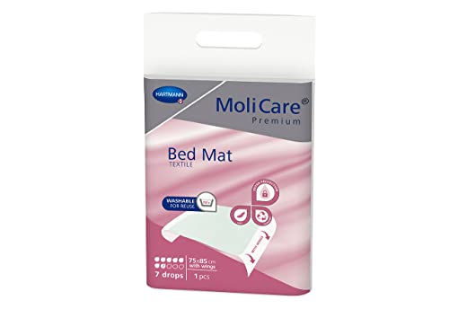 Molicare Premium Bed Mat Textile 7 Gocce Con Ali, Capacità Assorbente 1950 Ml, Traversa Impermeabile Lavabile Con Ali Per Incontinenza Adulti O Bambin