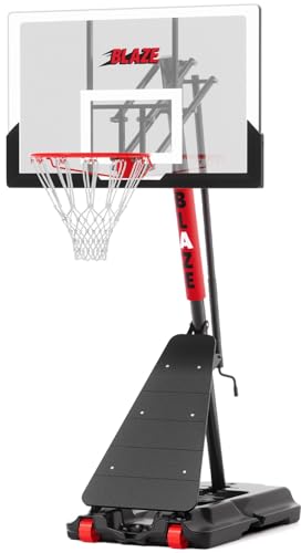 Mayfire Basketball Hoop Height Adjustable 5.3-10ft: Portable Outdoor Basketball Goal System for Kids, Teens & Adults in Backyard & Driveway with 45 Inch Shatterproof Backboard