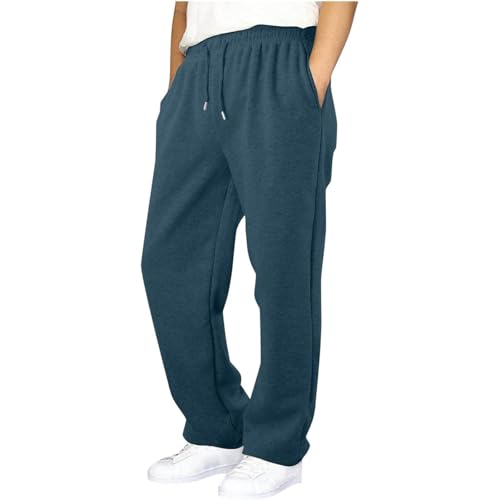 Pantalones deportivos para niños, pantalones de chándal holgados con bolsillos, cintura elástica, cordón sin puños, pantalones deportivos de pierna recta, pantalones casuales para niños, 19#_azul, 9