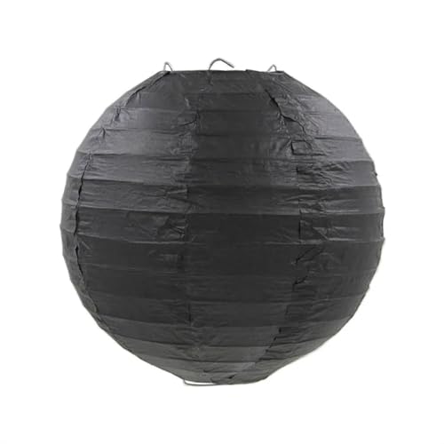 Farolillos de Papel Redonda Farolillo de papel redondo blanco for decoración bodas, cumpleaños, fiestas, suministros festivos, lámpara, Halloween, 4, 6, 8, 10, 12, 14 y 16 pulgadas(Black,15cm(6inch))