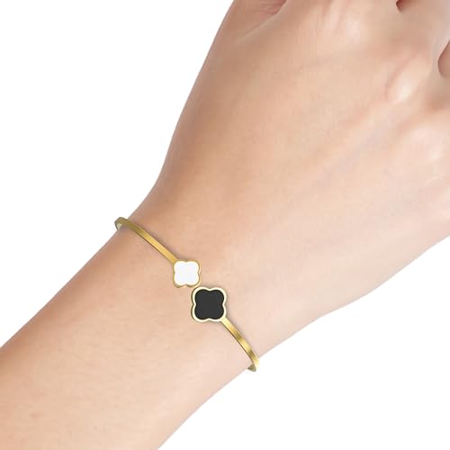 Bijou & Bling Gold Clover Bracelet - Four Leaf Clover Flower Bracelet2