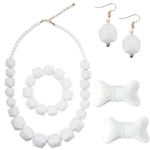 CiviLight Acrylic African Beaded Necklace Halloween Costume Jewelry Set for Women - Bone & Stone Styles