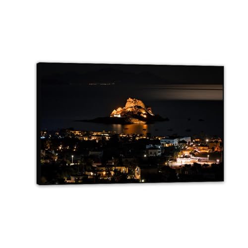 Peinture sur Toile Ville de Nuit pour Décoration Murale de Salon