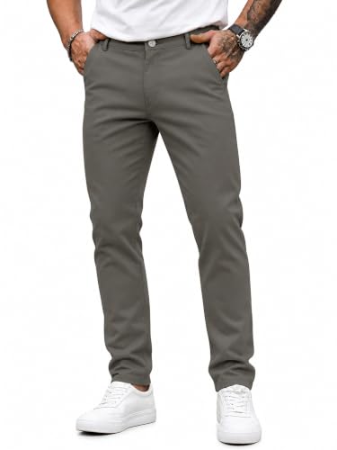 Image of HUNGSON Mens Chinos Dress Pants Slim Fit Stretch Business Casual Golf Work Slacks Trousers