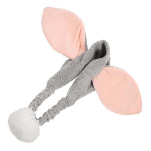 Beaupretty ラビットファーボールヘッドバンド ウサギのカチューシャ ヘアバンド 面白いヘッドバンド 動物のヘッドバンド ユニークなヘッドバンド 女の子のヘアアクセサリー ぬいぐるみ Grey