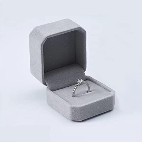 Image of 1pc Velvet Earring, Ring, Brooch, Cufflink Boxes for Jewellery Gift, Proposal, Wedding Ceremony, Mens, Women, Grey