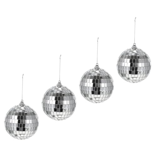 Cabilock 4Pcs Disco Mirror Balls Decor Reflective Ornaments for Parties Birthdays and Festivals for Cake Decorating and Themed Events